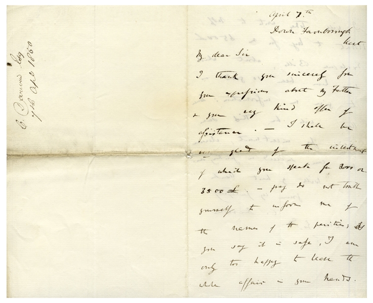 Charles Darwin Autograph Letter Signed --''...I thank you sincerely for your expressions about my Father & your very kind offer of assistance...''